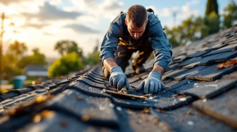 Professional roofing crew installing architectural asphalt shingles on a multi-family commercial building in Louisville.